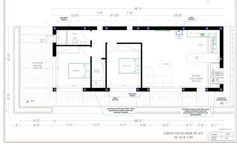 ADU floor plan and permit drawings by Hillstar Construction