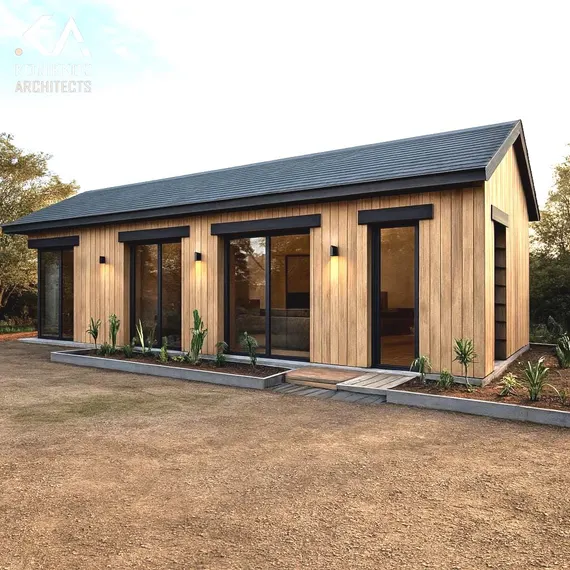 Wood and glass ADU exterior by Hillstar Construction