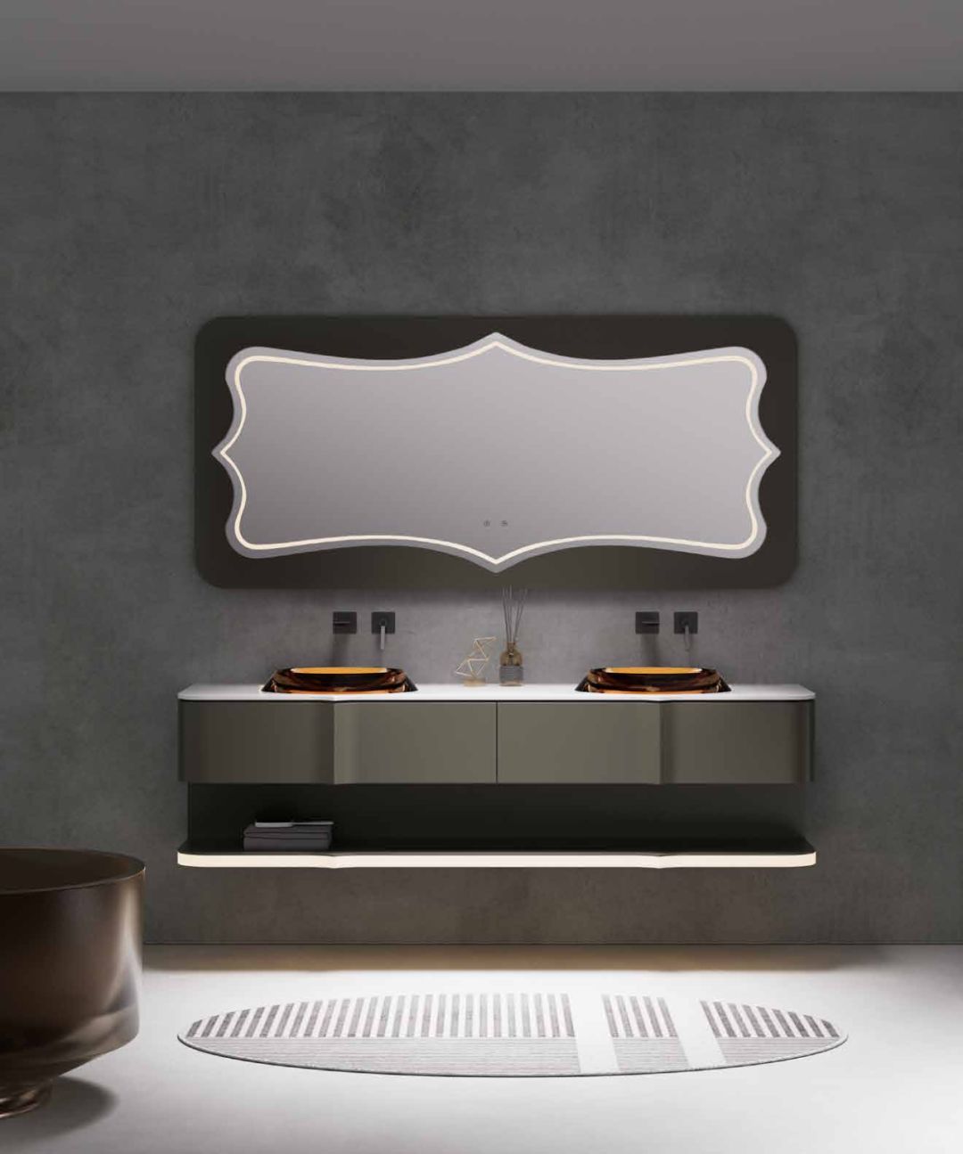 Modern bathroom remodel with custom vanity by Hillstar Construction in Los Angeles