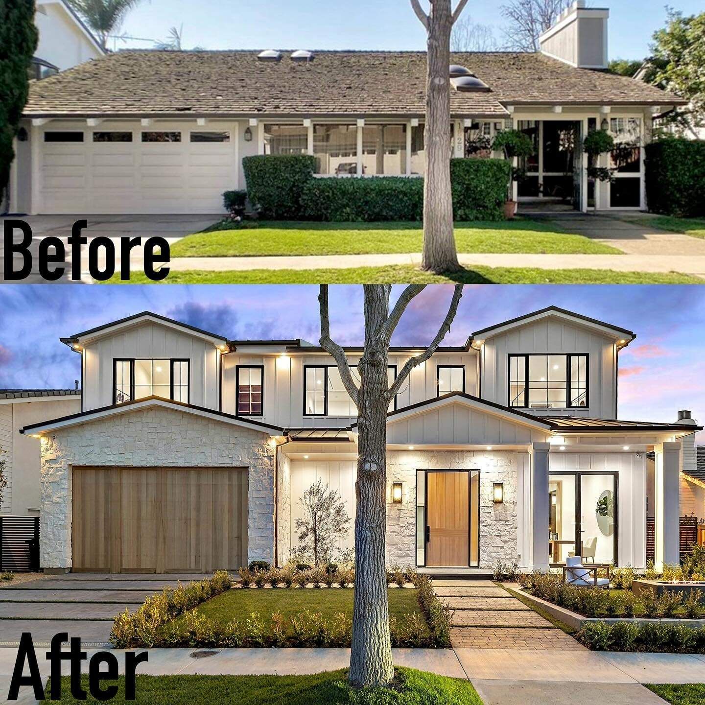 Before and after full exterior home remodel transformation