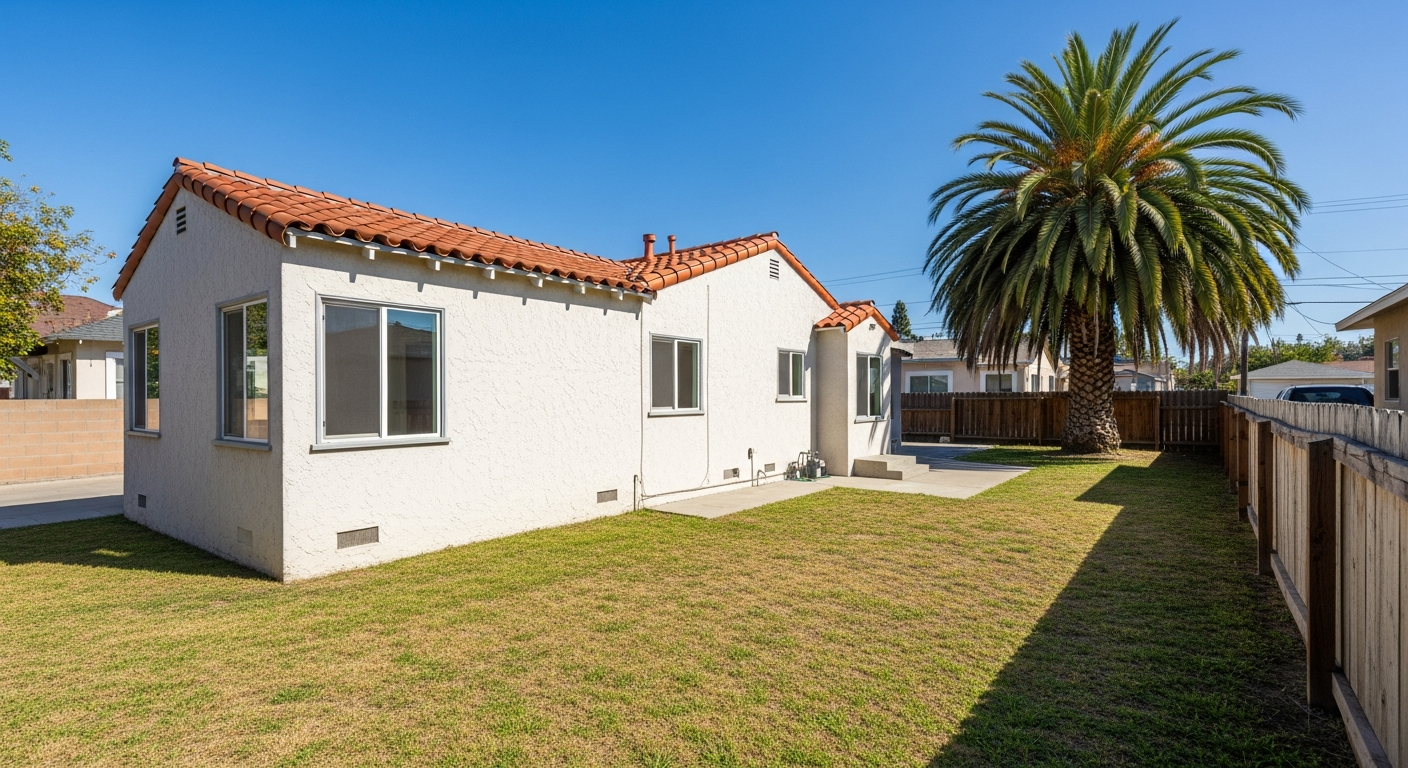 Los Angeles single-story home with visible side yard and rear lot space, illustrating zoning considerations for remodel versus addition decisions.