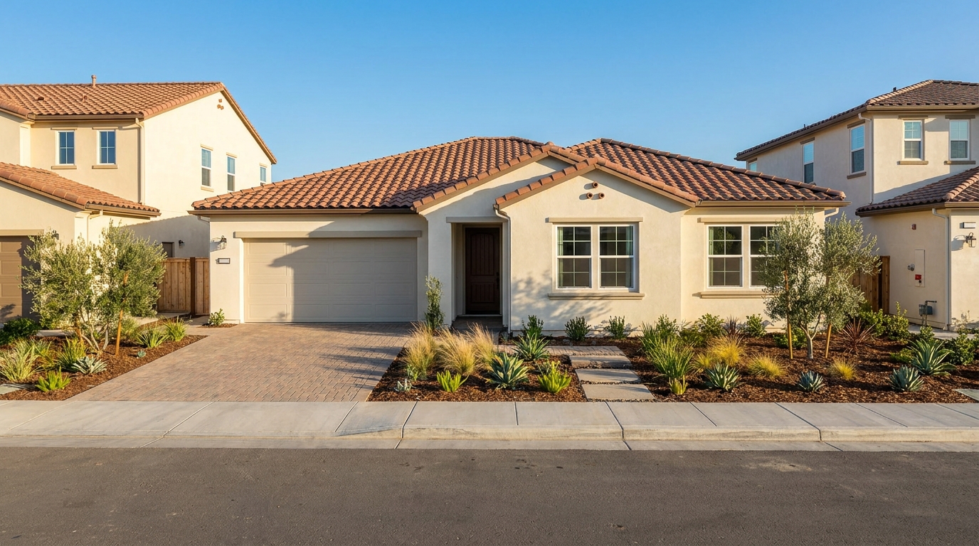 Remodeled Sherman Oaks home whose new roof tile, stucco, and windows match the neighboring HOA homes.