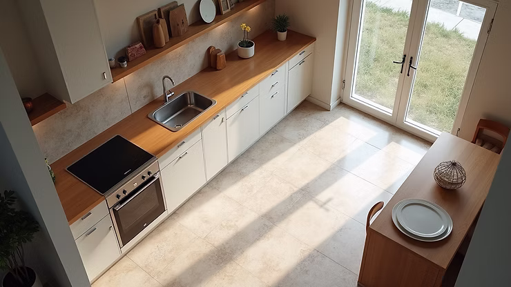 Modern custom kitchen with island and wood cabinets