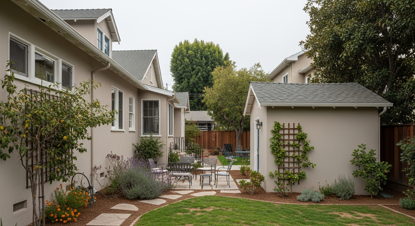 Side and rear yard of an HPOZ-area home where less-visible alterations are typically reviewed at staff level