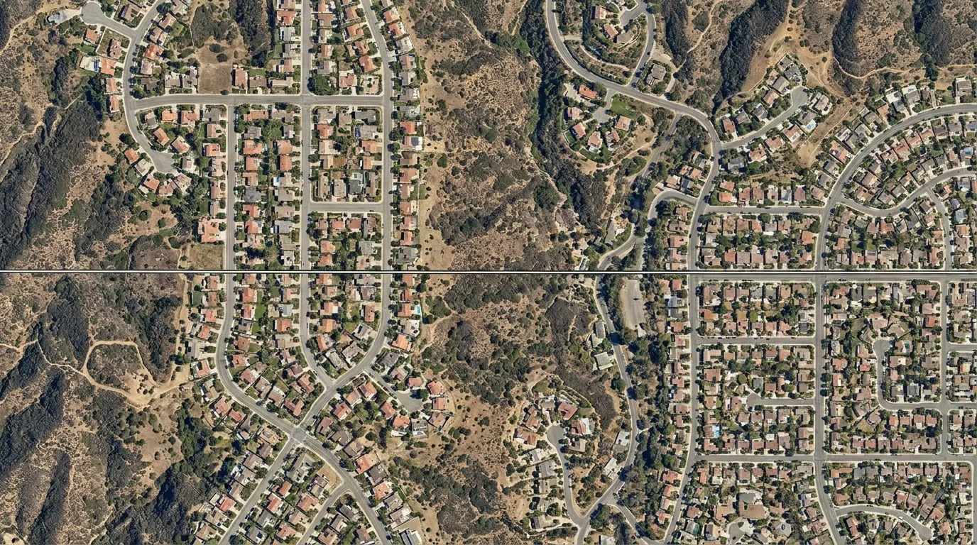 A map-style illustration showing unincorporated La Crescenta-Montrose next to the incorporated City of La Ca&ntilde;ada Flintridge.