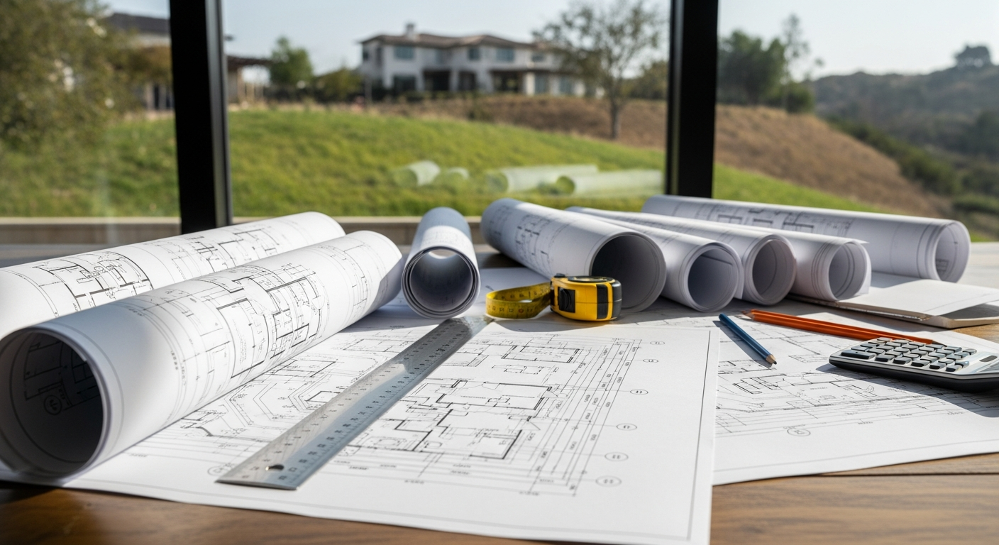 Hillside grading plan and topographic survey documents for Woodland Hills complete remodeling project.