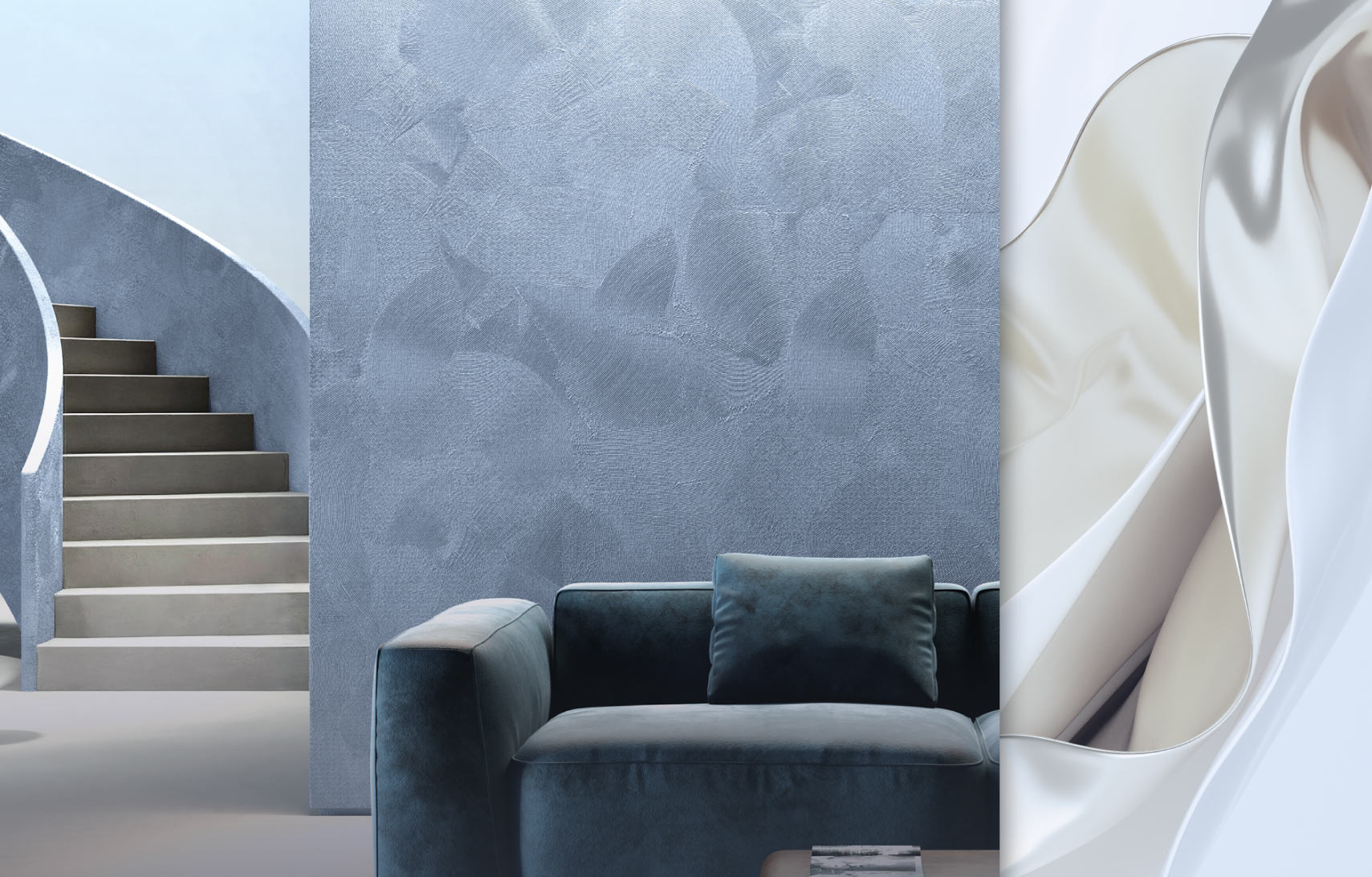 Textured interior wall finish with modern furniture by Hillstar Construction