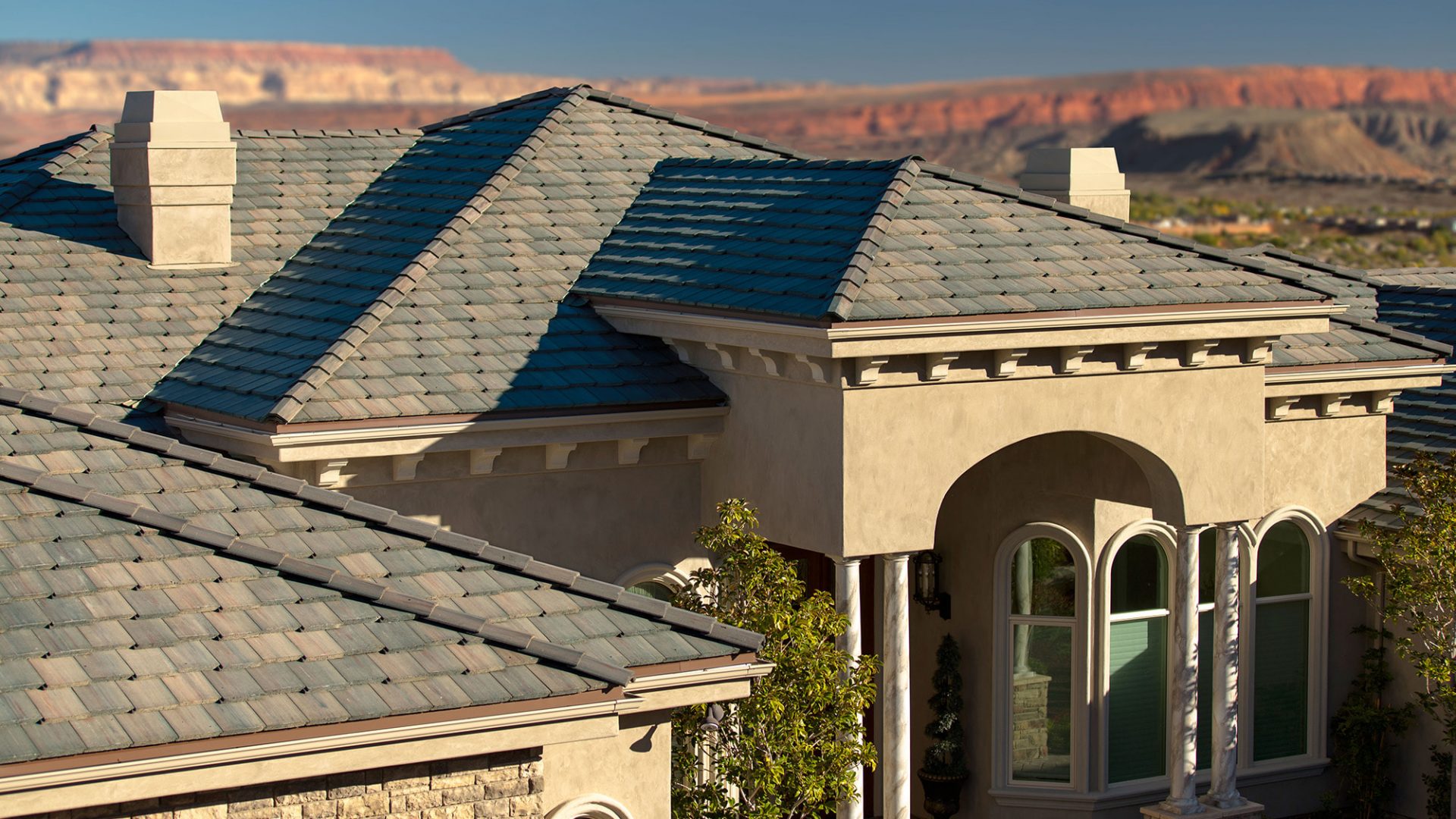 Finished concrete tile roof on residential home by Hillstar Construction in Los Angeles
