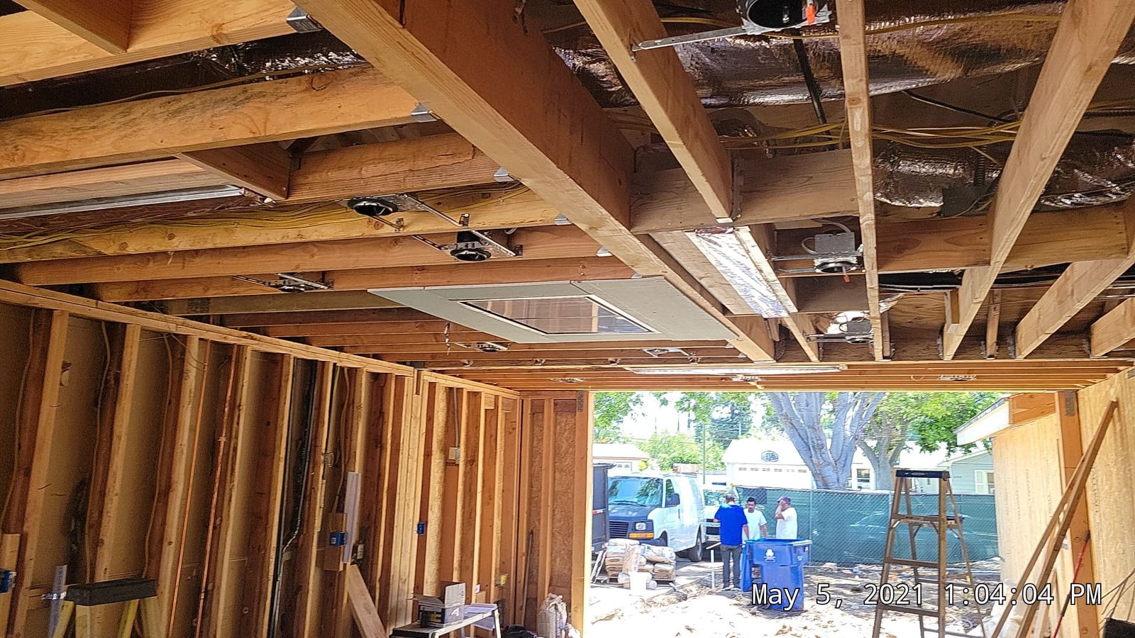 Ceiling framing and lighting rough-in inside a Hillstar Construction Inc conversion project