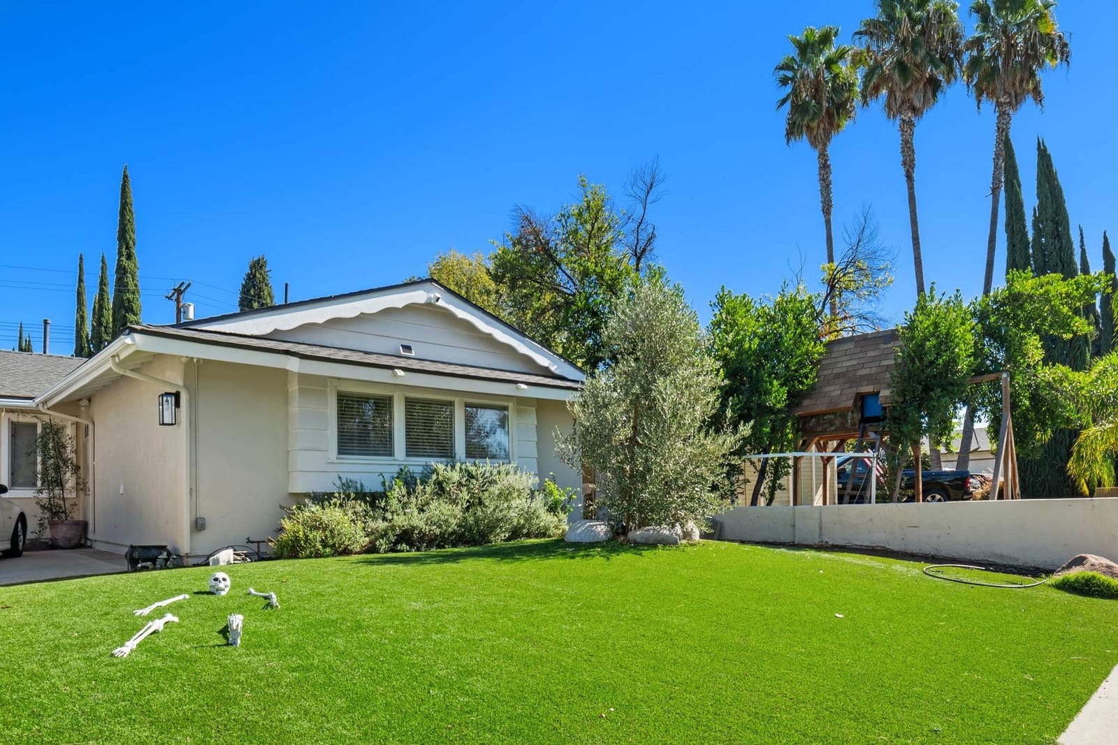 Completed detached ADU by Hillstar Construction Inc with fresh stucco and new lawn